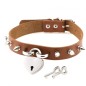 Studded Heart Lock Pendant Collar