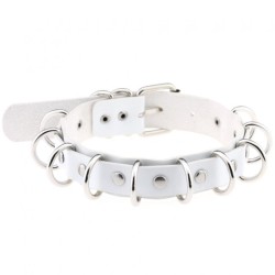 Multiple Rings Double Leather Collar