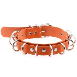 Multiple Rings Double Leather Collar