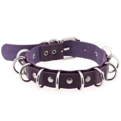 Multiple Rings Double Leather Collar