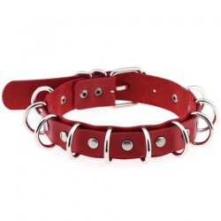 Multiple Rings Double Leather Collar