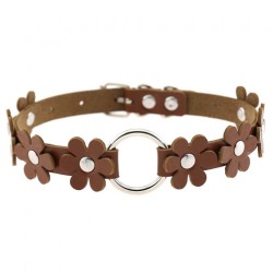 Flower PU Leather O-Ring Collar