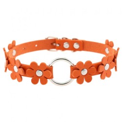 Flower PU Leather O-Ring Collar