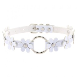 Flower PU Leather O-Ring Collar