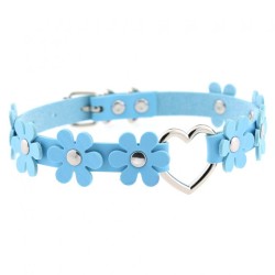 Flower PU Leather Heart Collar