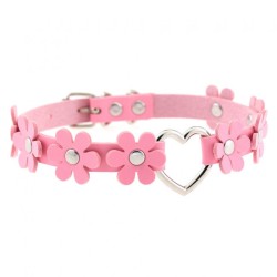 Flower PU Leather Heart Collar