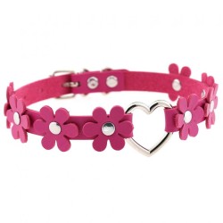 Flower PU Leather Heart Collar