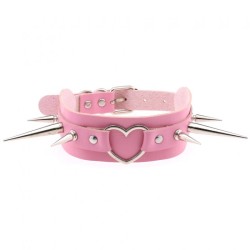 Extra Long Spikes Heart Ring Collar