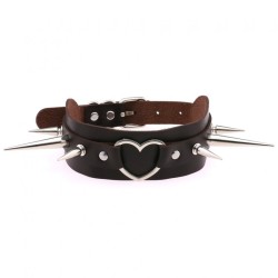Extra Long Spikes Heart Ring Collar