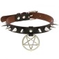 Rivet Pentagram Pendant Leather Choker