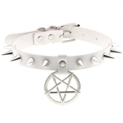 Rivet Pentagram Pendant Leather Choker