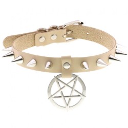 Rivet Pentagram Pendant Leather Choker