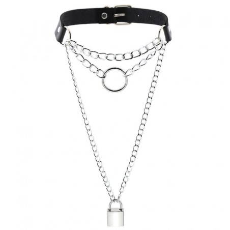 Chain Lock Pendant Ring Collar