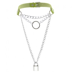 Chain Lock Pendant Ring Collar