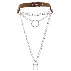 Chain Lock Pendant Ring Collar