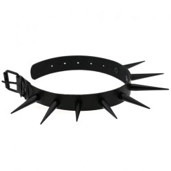 Extra Long Black Stud PU Leather Collar