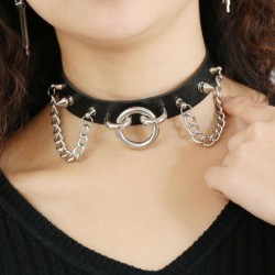 Ring With Chain Leather Collar