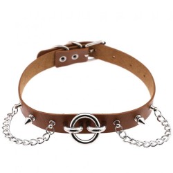 Ring With Chain Leather Collar