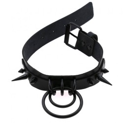 Black Spiked Drum Nails Double Ring Collar