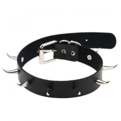 Spiked Rivet Leather Collar