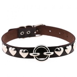 Rivet Heart Stud PU Collar