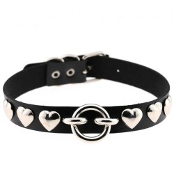 Rivet Heart Stud PU Collar