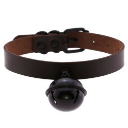 Leather Black Bell Pendant Collar