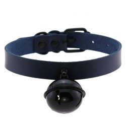 Leather Black Bell Pendant Collar