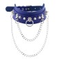 PU Leather Silver Nail Collar With Chain