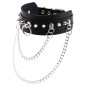 PU Leather Silver Nail Collar With Chain