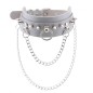 PU Leather Silver Nail Collar With Chain