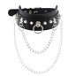 PU Leather Silver Nail Collar With Chain