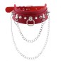 PU Leather Silver Nail Collar With Chain