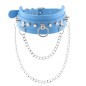 PU Leather Silver Nail Collar With Chain