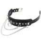 PU Leather Silver Nail Collar With Chain