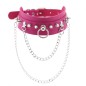 PU Leather Silver Nail Collar With Chain