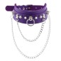 PU Leather Silver Nail Collar With Chain