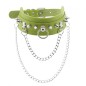 PU Leather Silver Nail Collar With Chain