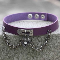 Heart Lock Leather Collar Neck Strap