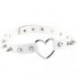 Sliver Heart Spiked Rivet Leather Collar