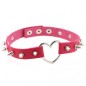 Sliver Heart Spiked Rivet Leather Collar