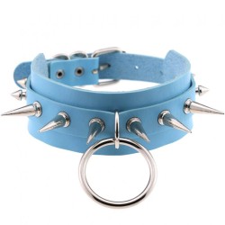 Double Layer PU Leather Silver Nail Collar