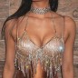 BC300 Rhinestone Bra Chain Long Tassel Bikini