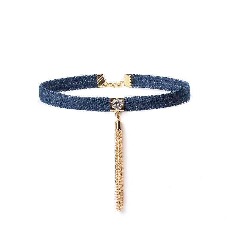 N314 Metal Tassel Denim Collar