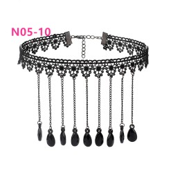 N305 Chain Tassel Gothic Lace Collar