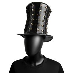 Punk Unisex Rivet High Top Party PU Top Hat