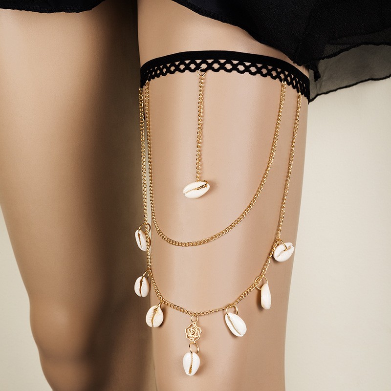 Shell Beads Tassel Elastic Leg Chain