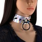 Double Layer PU Leather Black Nail Collar - Laser