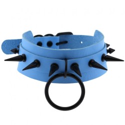 Double Layer PU Leather Black Nail Collar