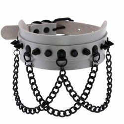 Spikes Collar With Black Chain